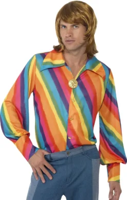 1970s Rainbow Colour Shirt Mens Costume Accessory