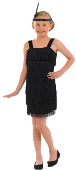 Girls Black Flapper Dress