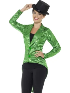 Green Sequin Tailcoat Jacket Ladies
