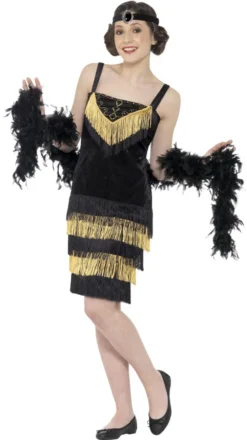 Black And Gold Flapper Girl Teens Costume
