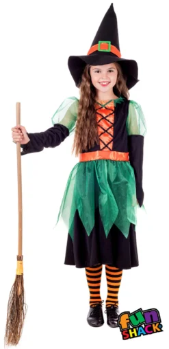 Green Witch Girls Costume