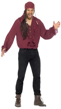 Red Pirate Shirt Adults Costume Accessory