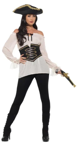Deluxe White Pirate Shirt Ladies Costume Accessory