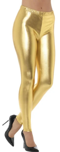 80s Metallic Disco Leggings Gold Ladies Costume Accessory