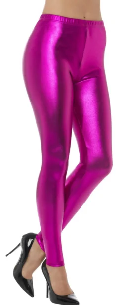80s Metallic Disco Leggings Pink Ladies Costume Accessory