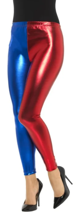Harlequin Leggings Metallic Red And Blue Ladies Costume Accessory