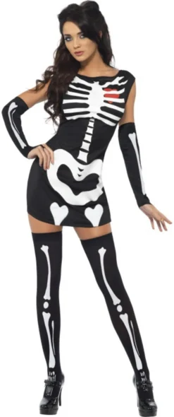 Ladies Fever Sexy Skeleton Fancy Dress Costume