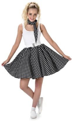 Black Polka Dot Skirt Ladies Costume