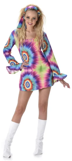 Neon Tie Dye Dress Ladies Costume