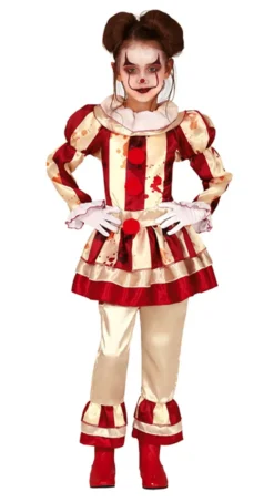 Girls Striped Clown Costume