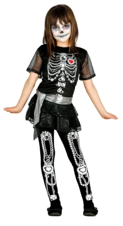 Girls Shiny Skeleton Costume
