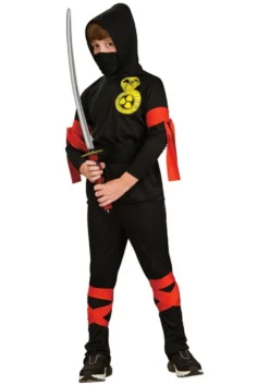 Kids Child Ninja Hooded Fancy Dress Costume