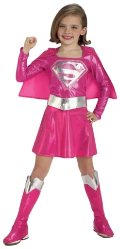 Girls Pink Supergirl Costume