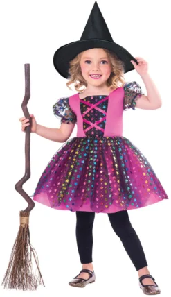 Rainbow Witch Girls Costume