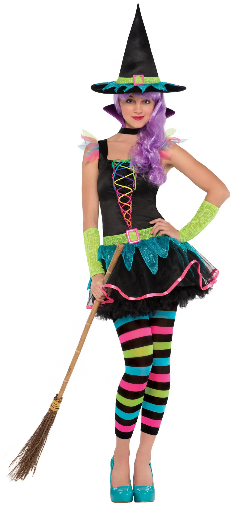 Teens Neon Witch Costume - Image 2