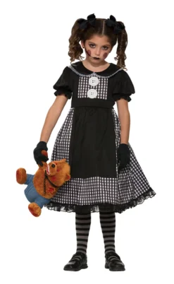 Dark Rag Doll Girls Costume