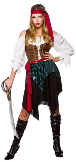 Womens Caribbean Pirate Fancy Dress Costume