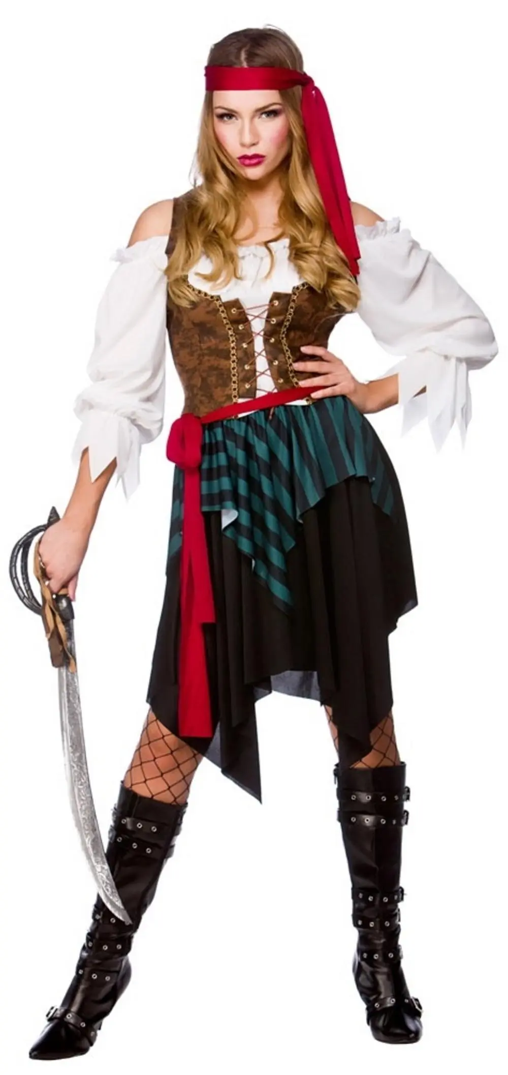 Womens Caribbean Pirate Fancy Dress Costume