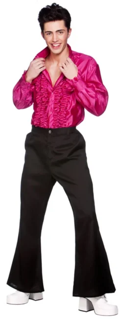 Mens Pink Disco Ruffle Shirt
