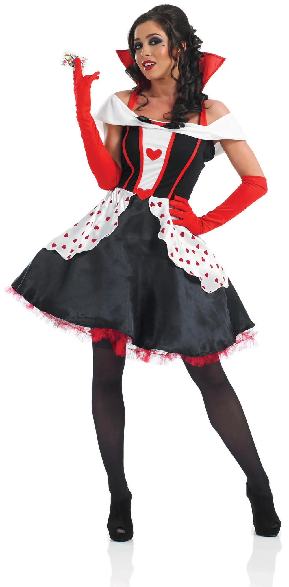 Queen Of Hearts Knee Length Dress Costume - Image 2