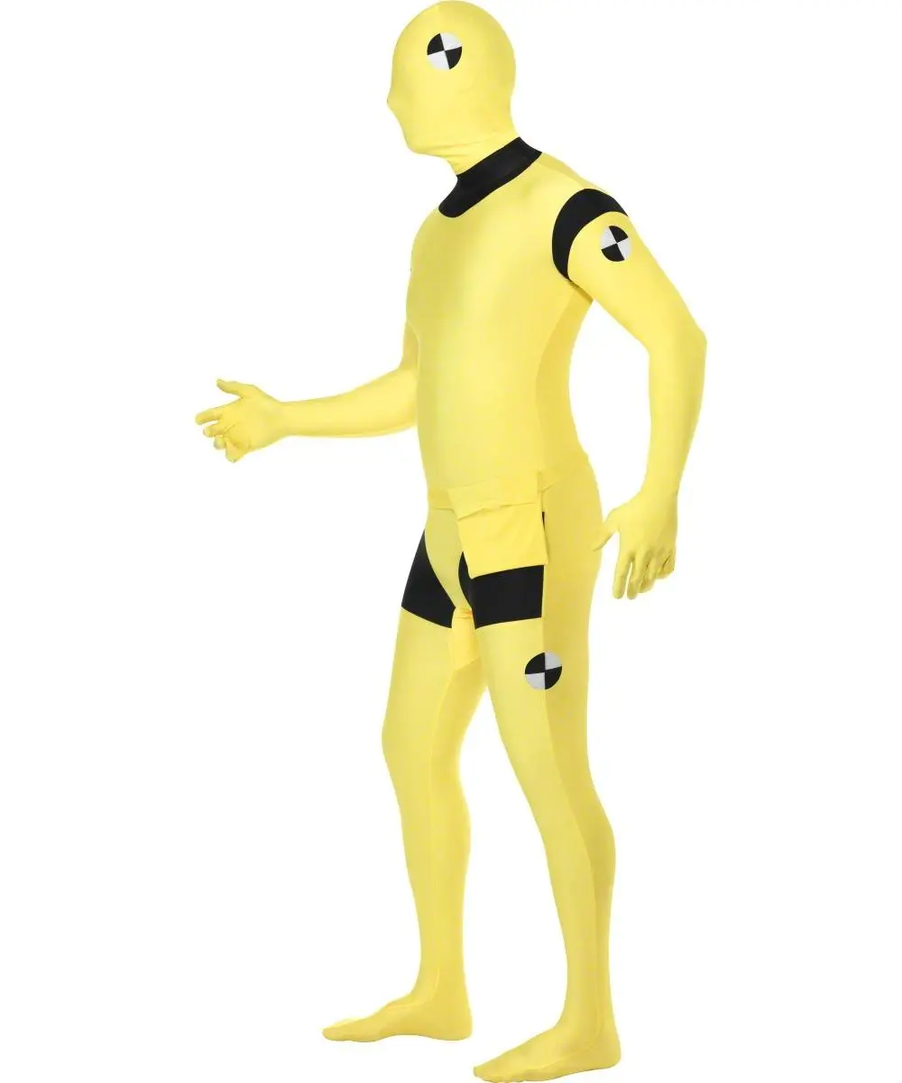 Yellow Crash Dummy Second Skin Suit Costume - Image 2