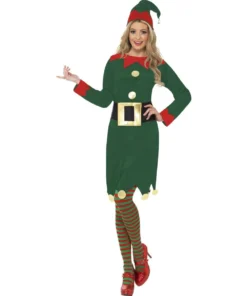 Ladies Elf Dress Christmas Fancy Dress Costume