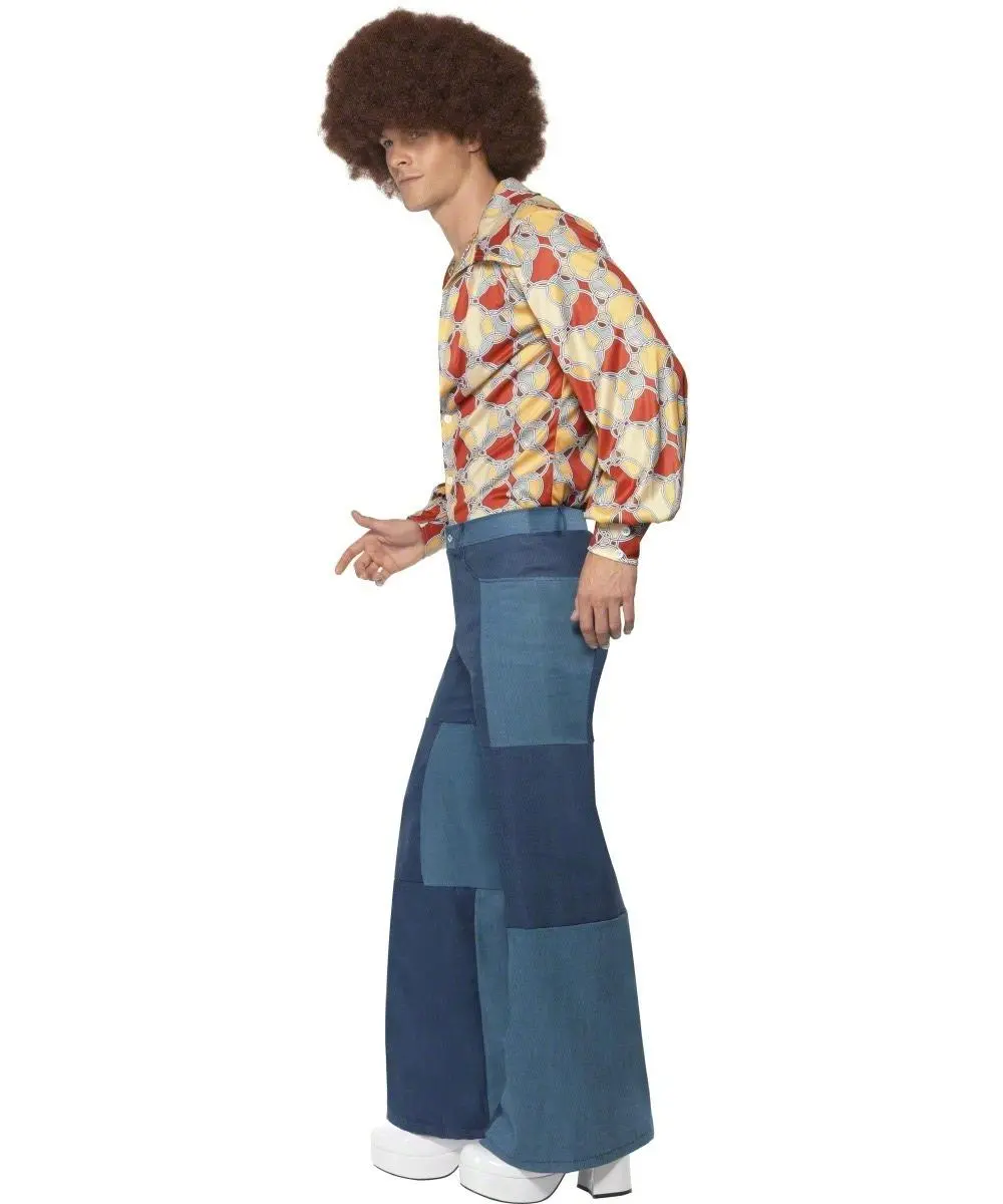 70s Patchwork Denim Look Flares - Image 4