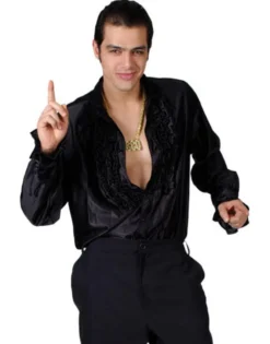 Black Disco Ruffle Shirt