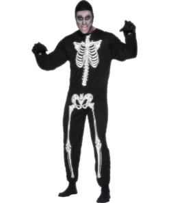 Hooded Skeleton Jumpsuit Costume